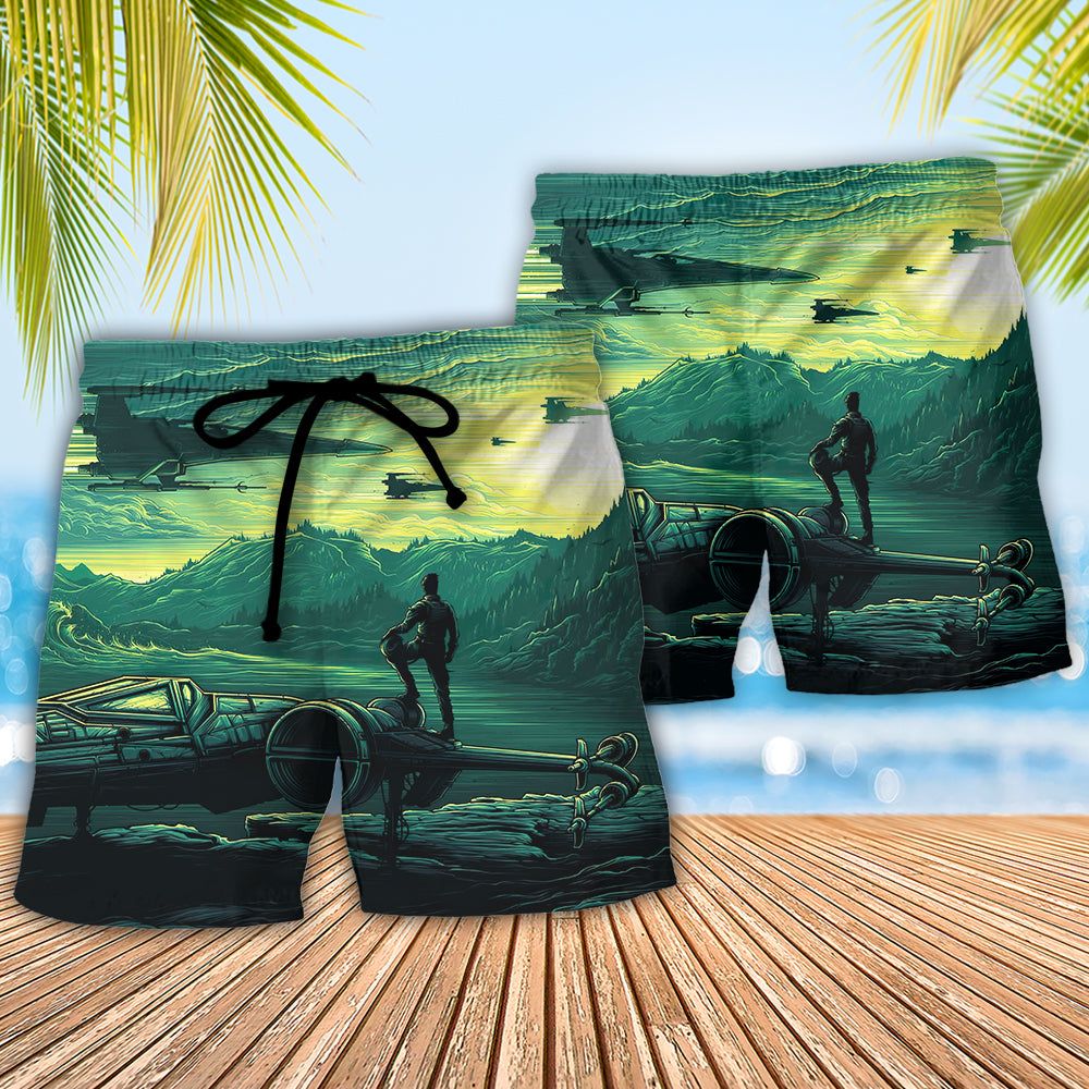 Starwars The Force Awakens 3 Trendy Aloha Hawaiian Beach Shorts