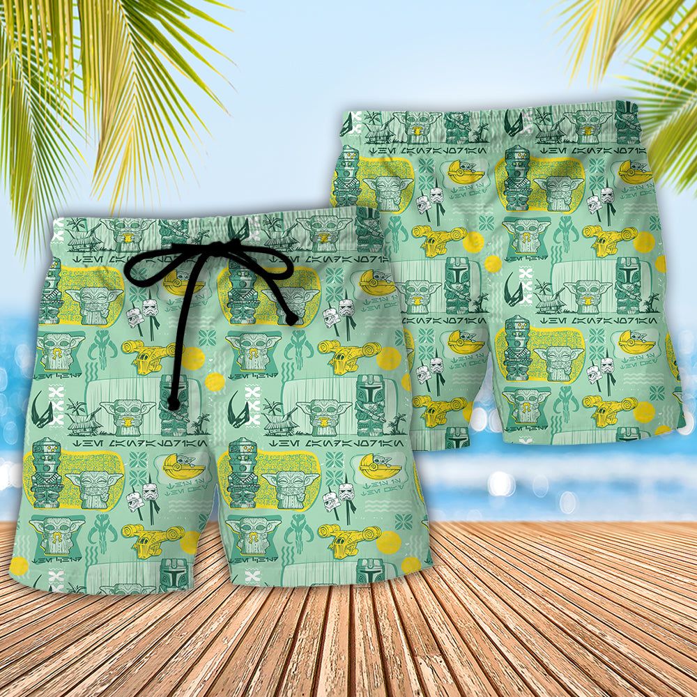 Starwars Tiki Tropical Trendy Aloha Hawaiian Beach Shorts