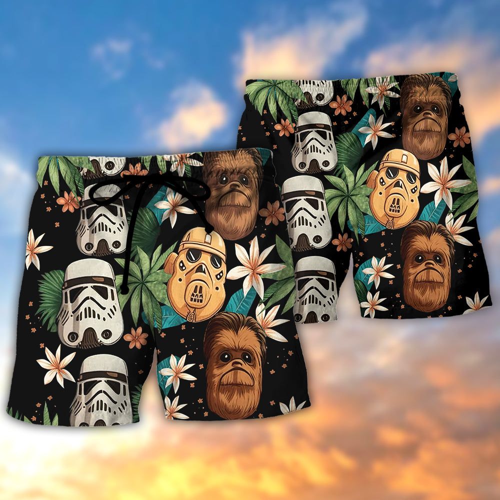Starwars Tropical Leaf Summer Trendy Aloha Hawaiian Beach Shorts