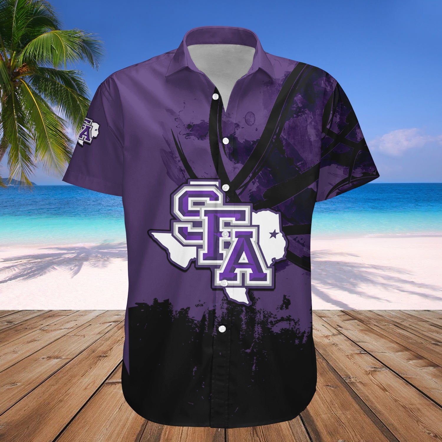 Stephen F. Austin Lumberjacks Hawaii Shirt Basketball Net Grunge Pattern – NCAA