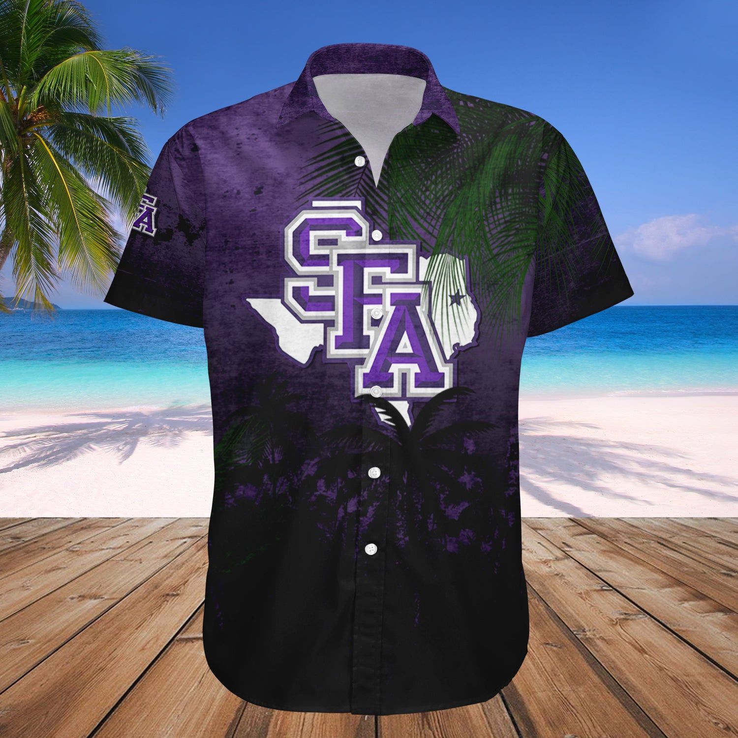 Stephen F. Austin Lumberjacks Hawaii Shirt Coconut Tree Tropical Grunge – NCAA