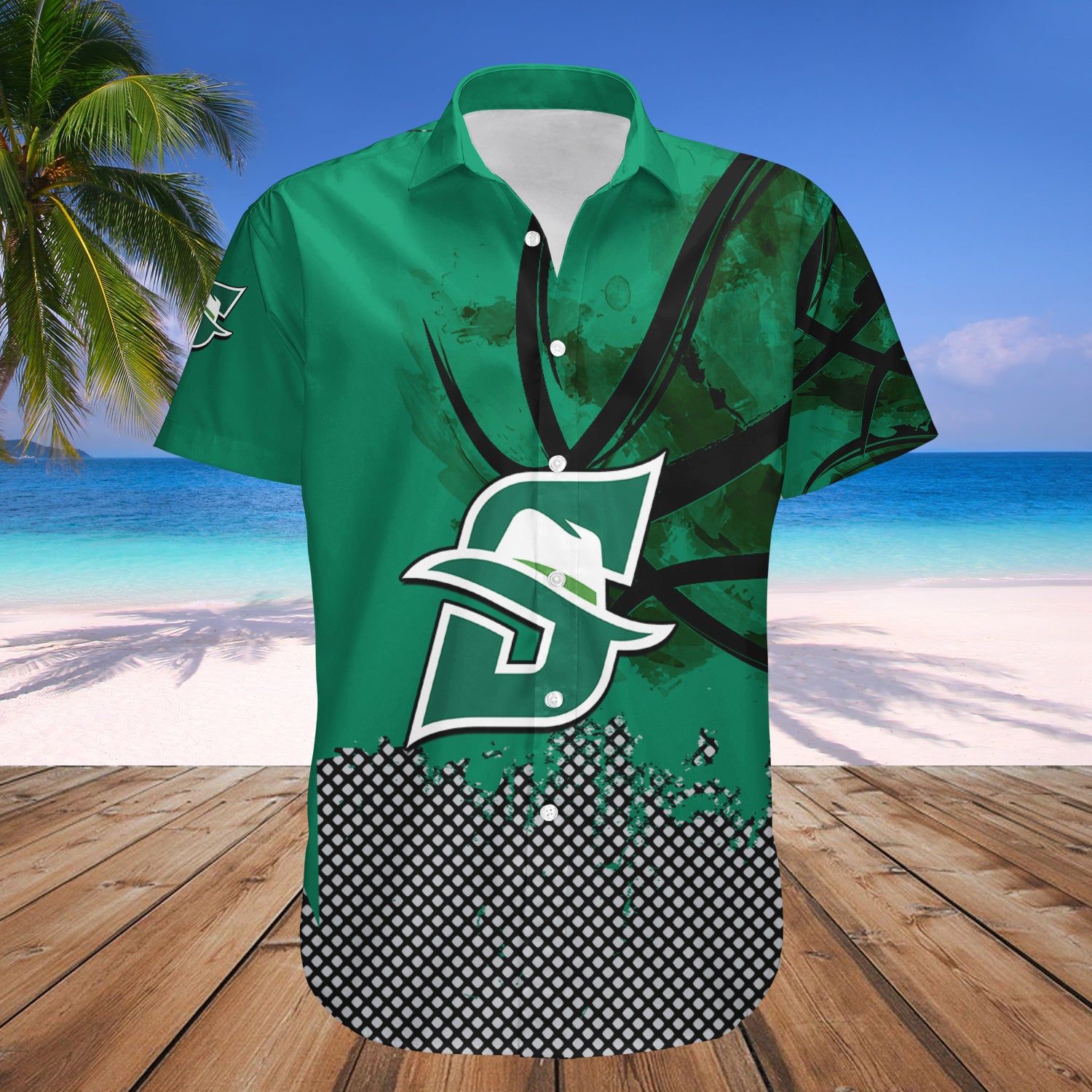Stetson Hatters Hawaii Shirt Basketball Net Grunge Pattern – NCAA