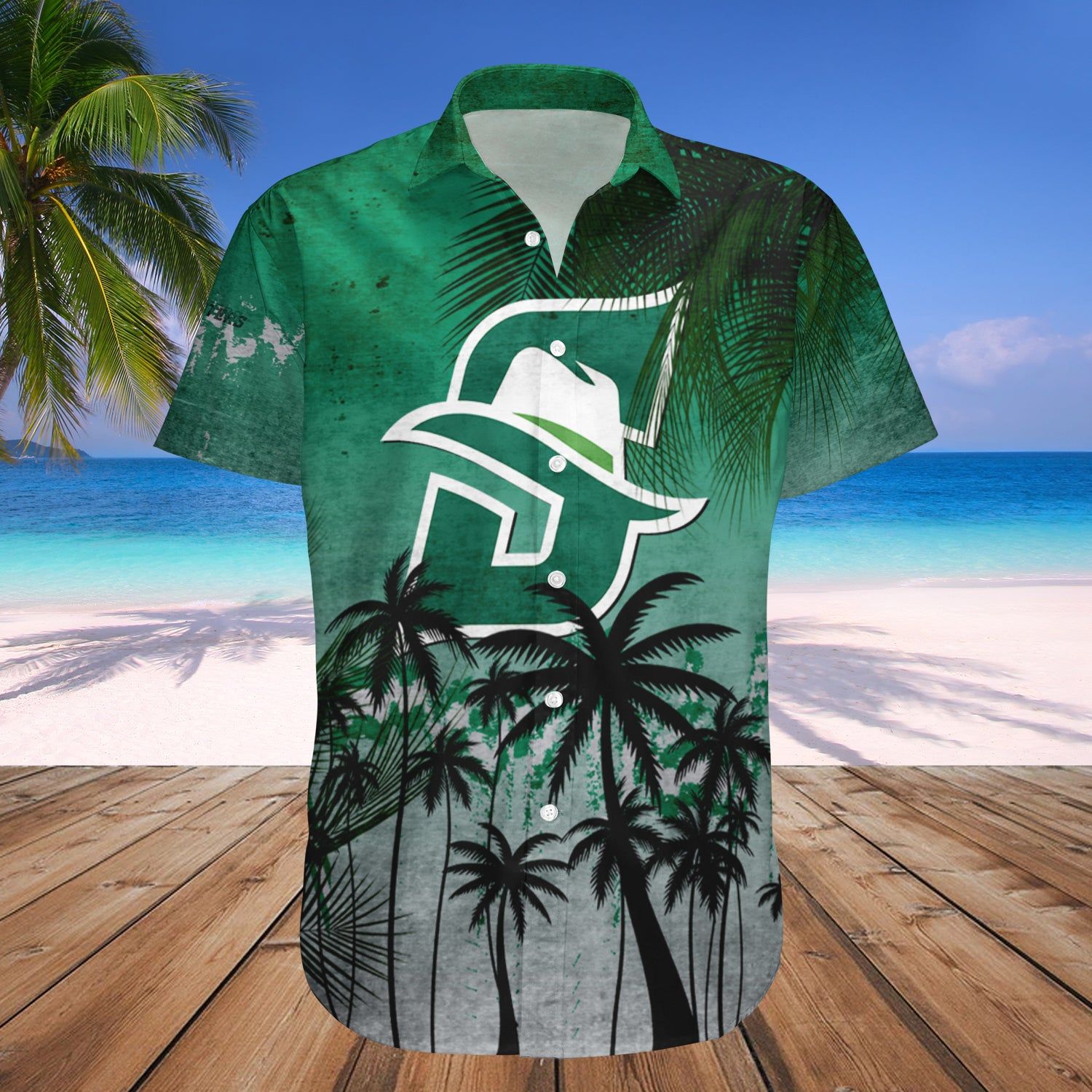 Stetson Hatters Hawaii Shirt Coconut Tree Tropical Grunge – NCAA
