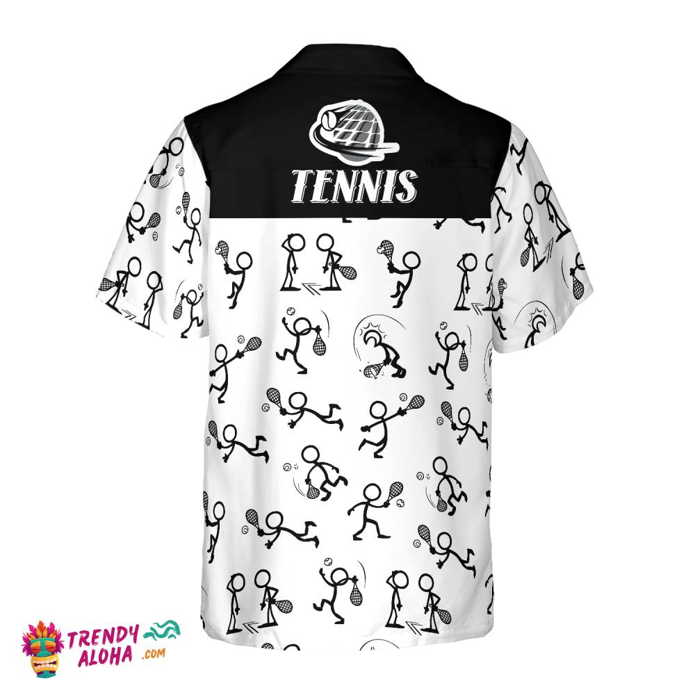 Stick Figures Tennis Black And White Hawaiian Shirt