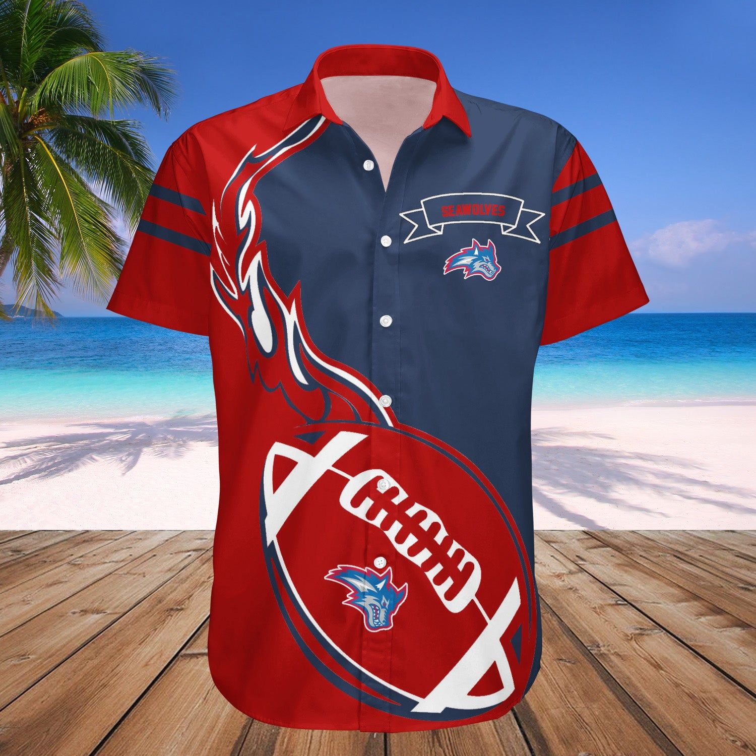 Stony Brook Seawolves Hawaii Shirt Flame Ball – NCAA