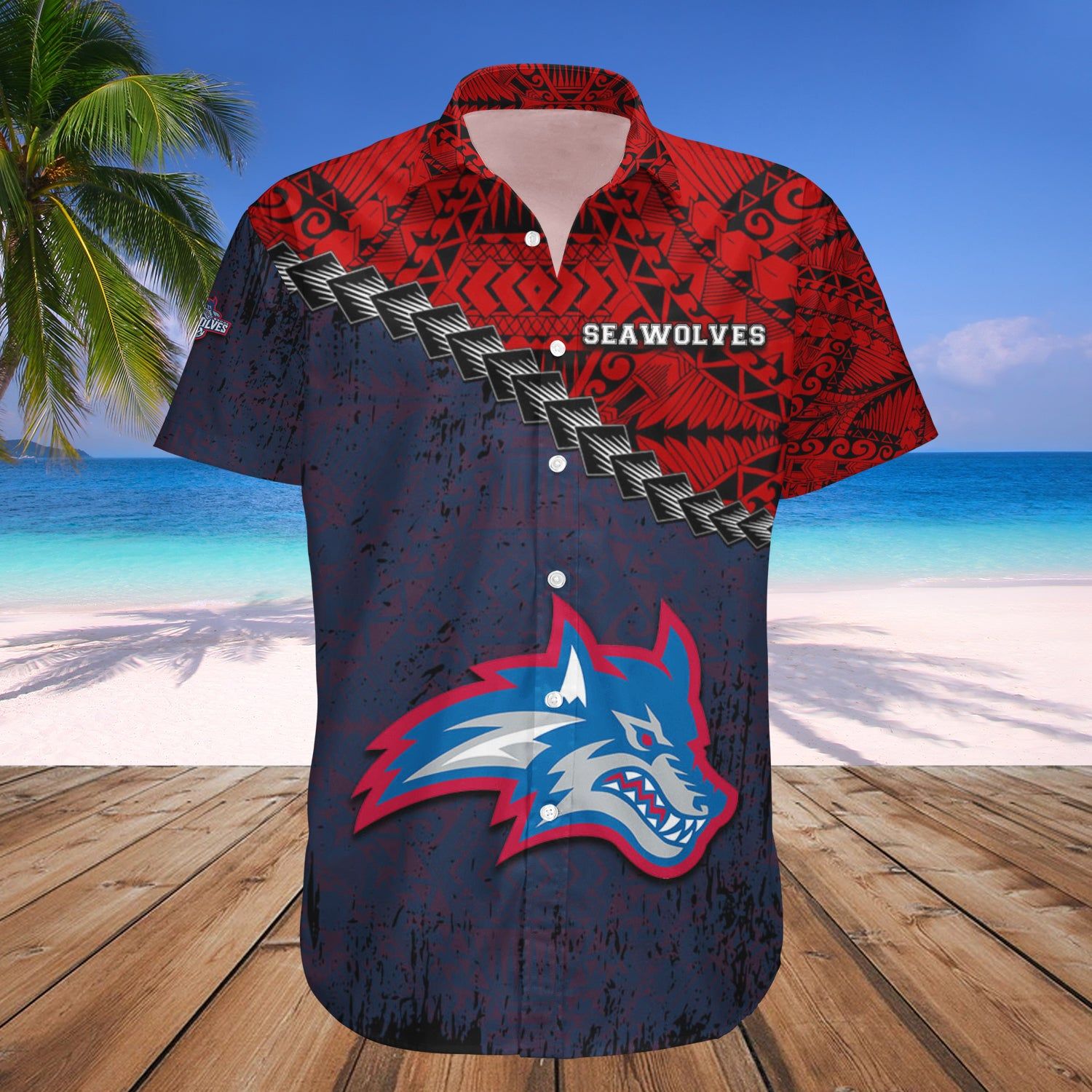 Stony Brook Seawolves Hawaii Shirt Grunge Polynesian Tattoo – NCAA