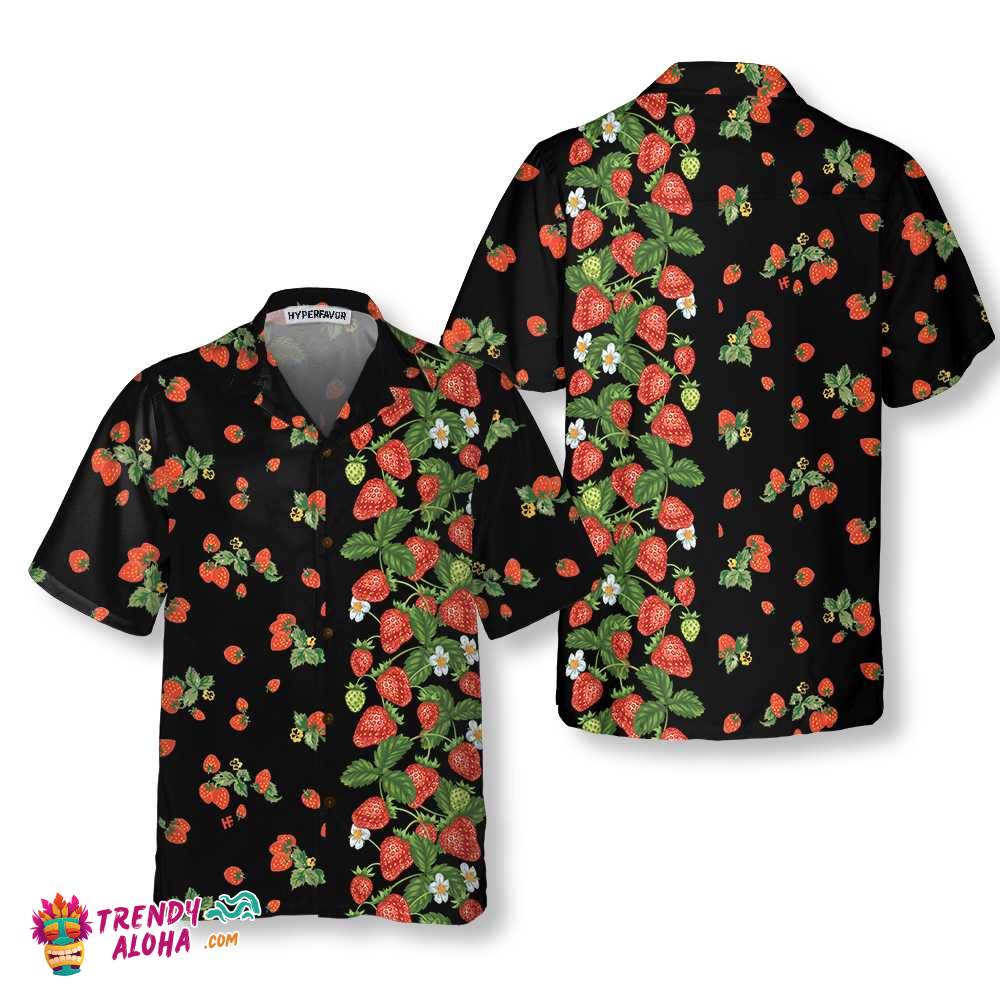 Strawberries Line Hawaiian Shirt, Strawberry Shirt For Men & Women, Strawberry Print Shirt