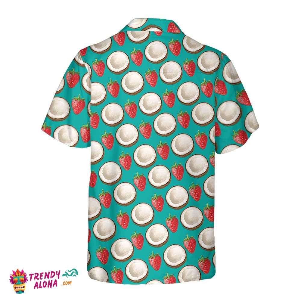 Strawberry And Coconut Pattern Hawaiian Shirt, Strawberry Shirt For Men & Women, Strawberry Print Shirt