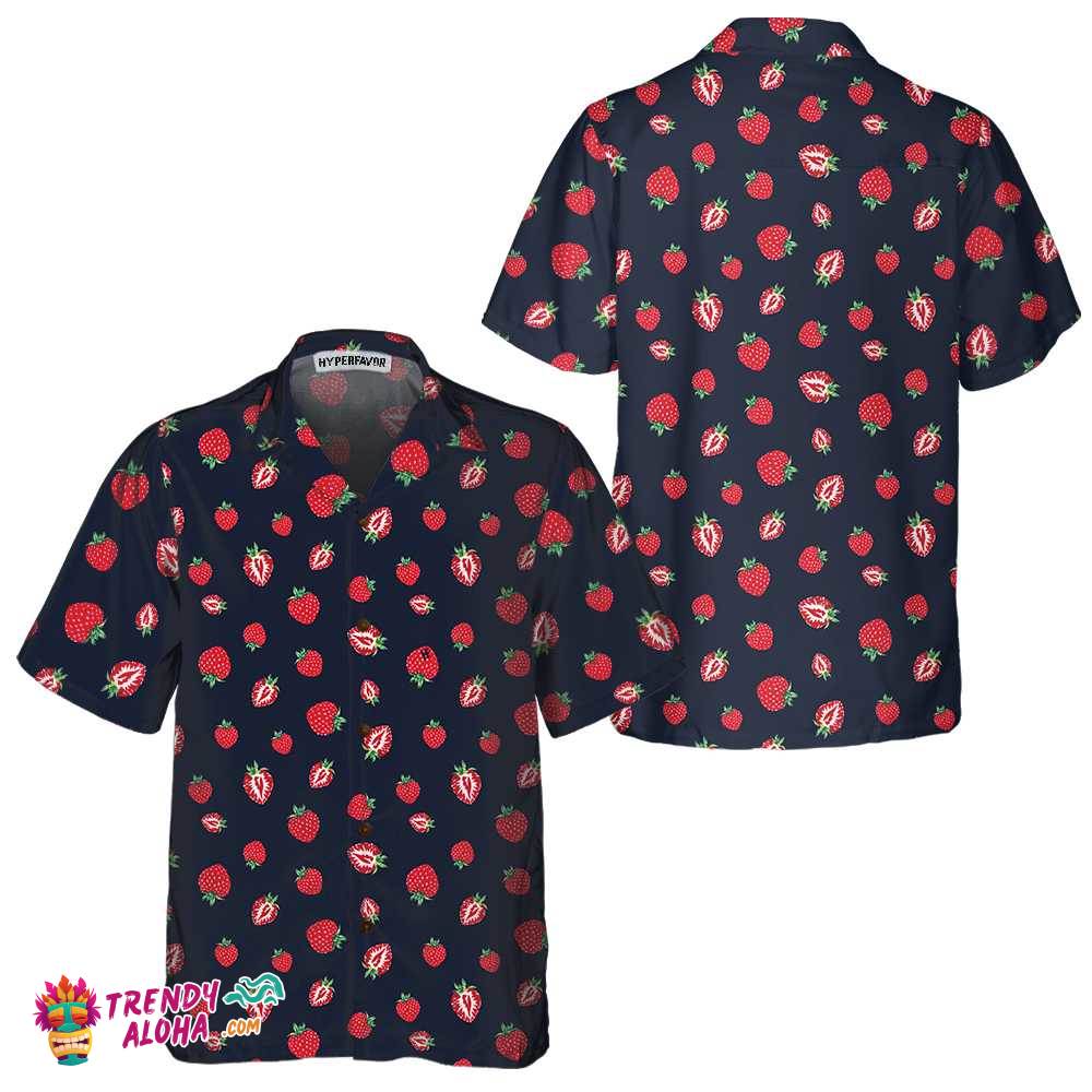 Strawberry Slice Hawaiian Shirt, Strawberry Shirt For Men & Women, Strawberry Print Shirt