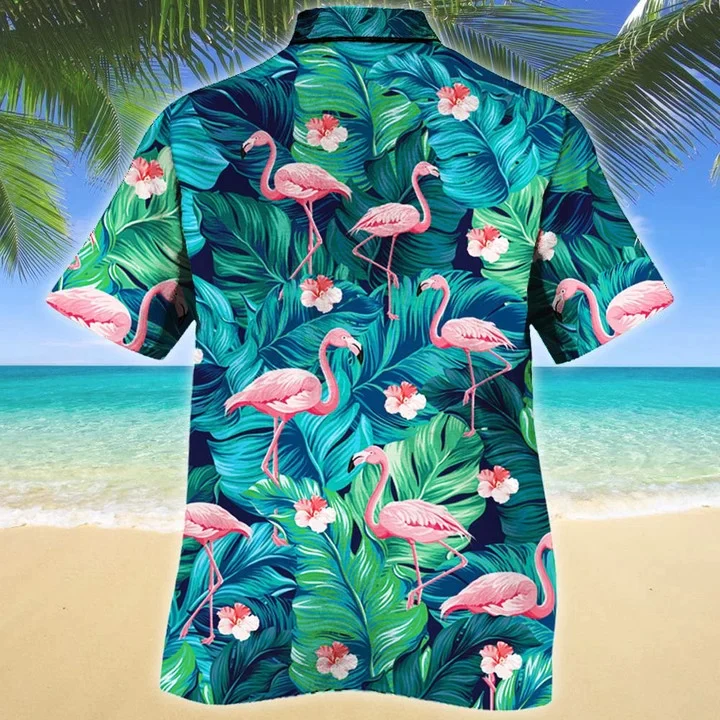 Stunning Flamingo Lovers Gift Summer Beach Palm Tree Trendy Hawaiian Shirt, Summer Aloha Hawaii Shirt For Men Women