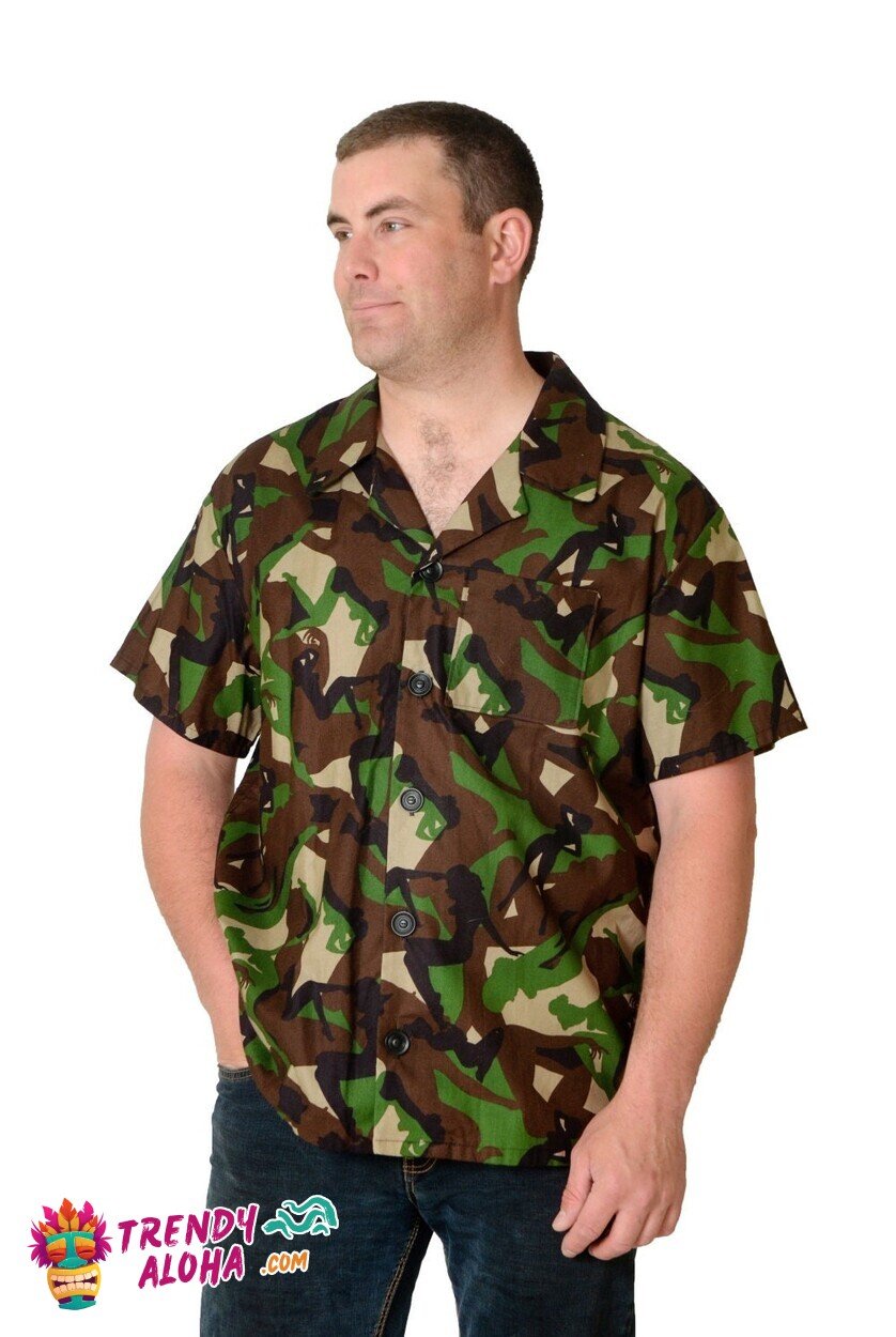 Stylish Camo Girl Print Hawaiian Shirt for Adventure Seekers