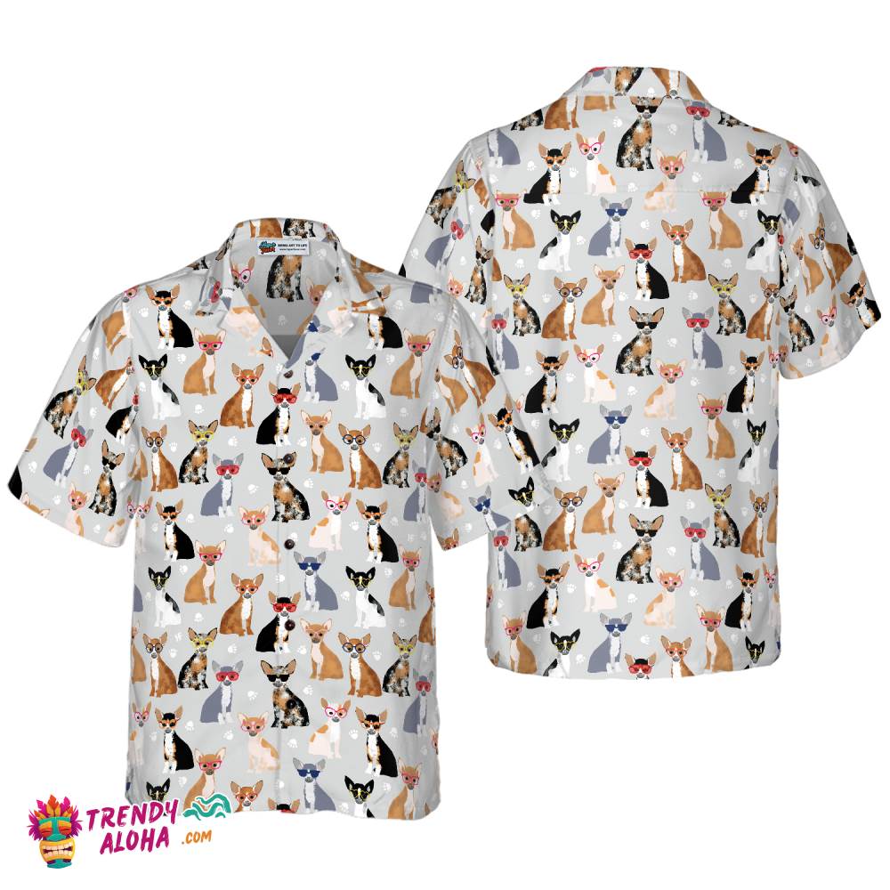 Stylish Chihuahua With Glasses Hawaiian Shirt