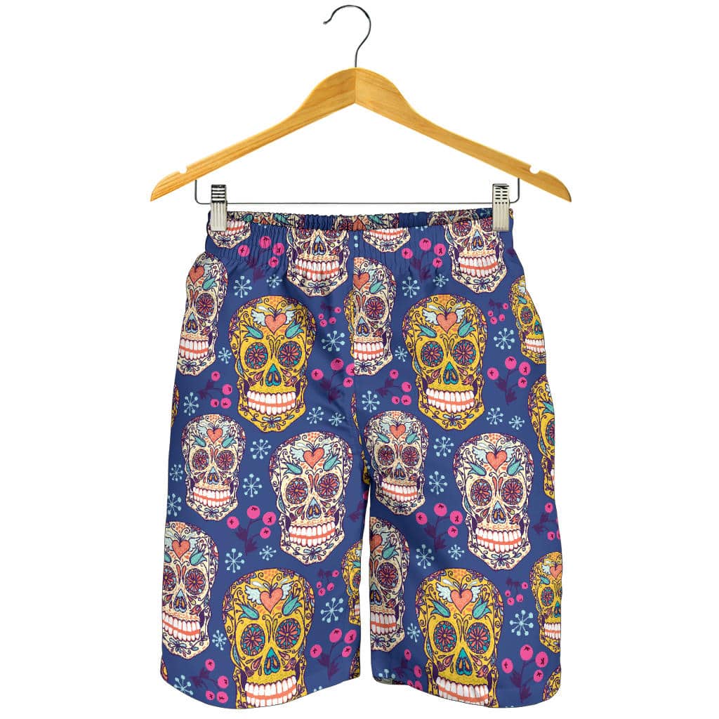 Sugar Skull Flower Pattern For Men Women Kid Shorts
