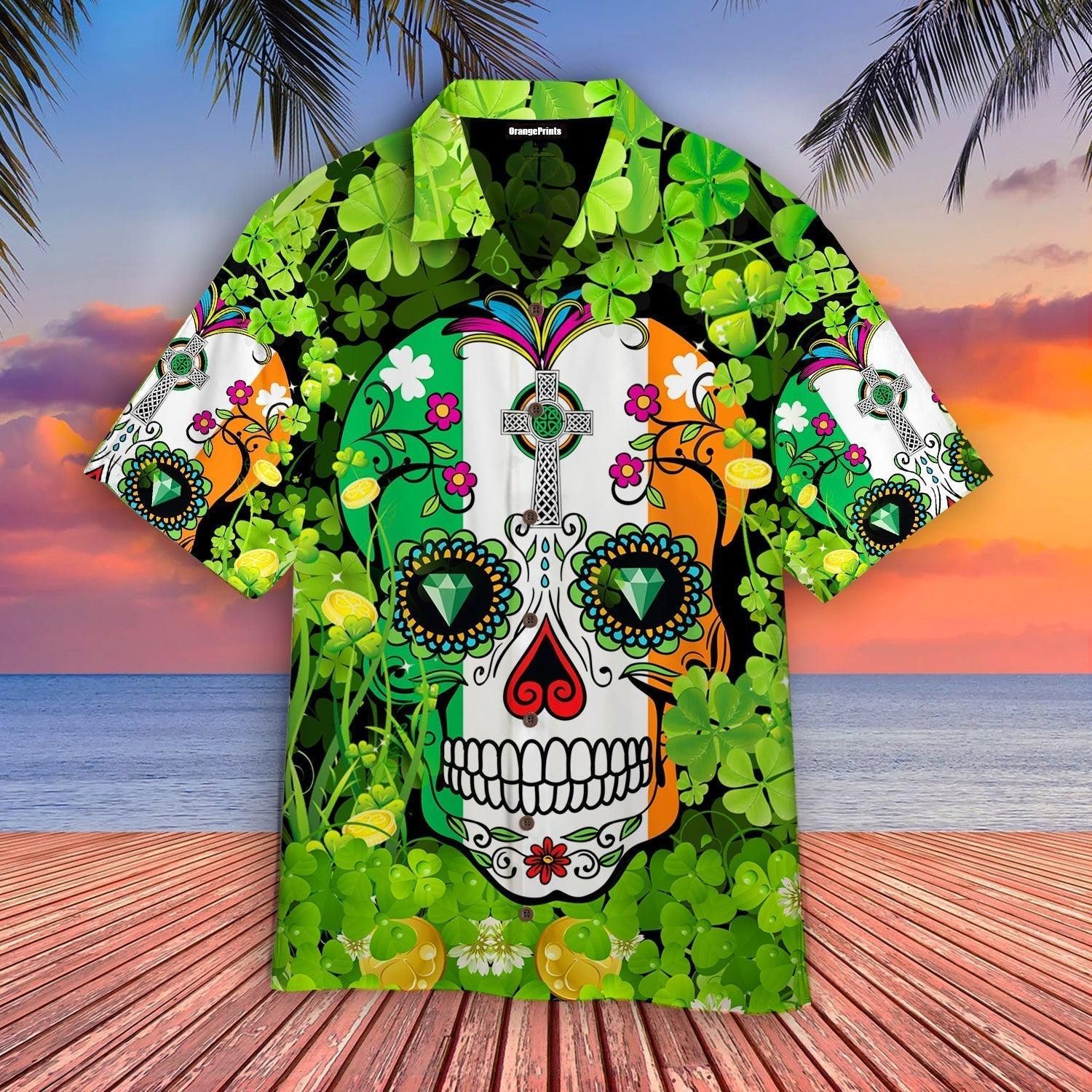 Sugar Skull Saint St Patricks Day Trendy Hawaiian Shirt For