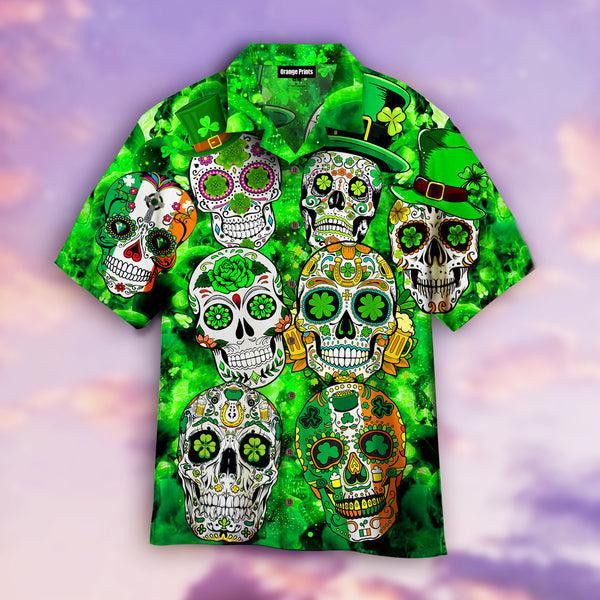 Sugar Skull St Patrick’s Day Trendy Hawaiian Shirt For