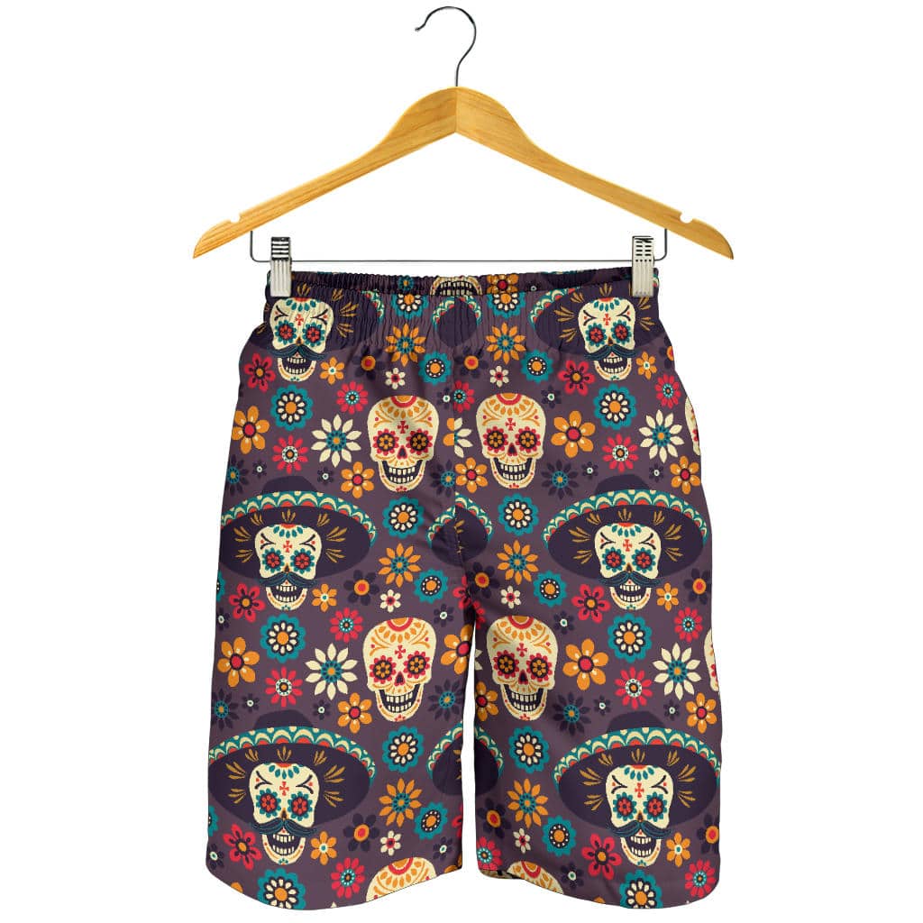 Sugar Skulls Flower Maxican Pattern For Men Women Kid Shorts