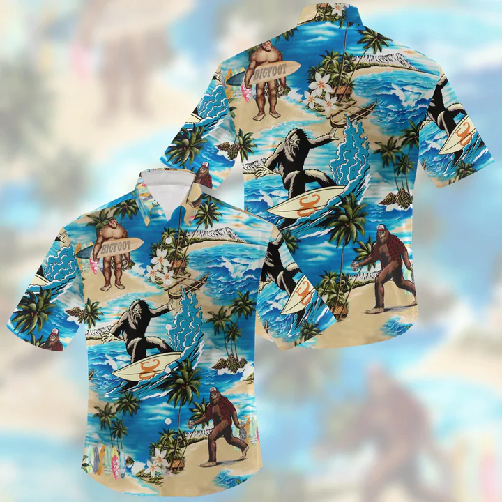 Summer 3D Bigfoot Hawaii Shirt, Trendy Hawaiian Shirts For Men Short Sleeve Aloha Beach Shirt Summer 3D Bigfoot Hawaii Shirt, Trendy Hawaiian Shirts For Men Short Sleeve Aloha Beach Shirt
