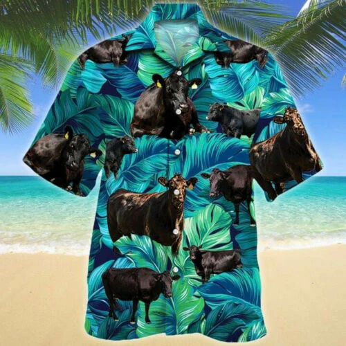 Summer Adventures with the Black Angus Cattle Hawaiian Shirt