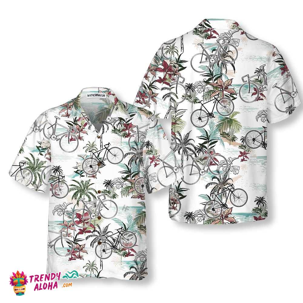Summer Cycling Pattern Hawaiian Shirt, Tropical Bicycle Shirt, Best Gift For Bikers Summer Cycling Pattern Hawaiian Shirt, Tropical Bicycle Shirt, Best Gift For Bikers
