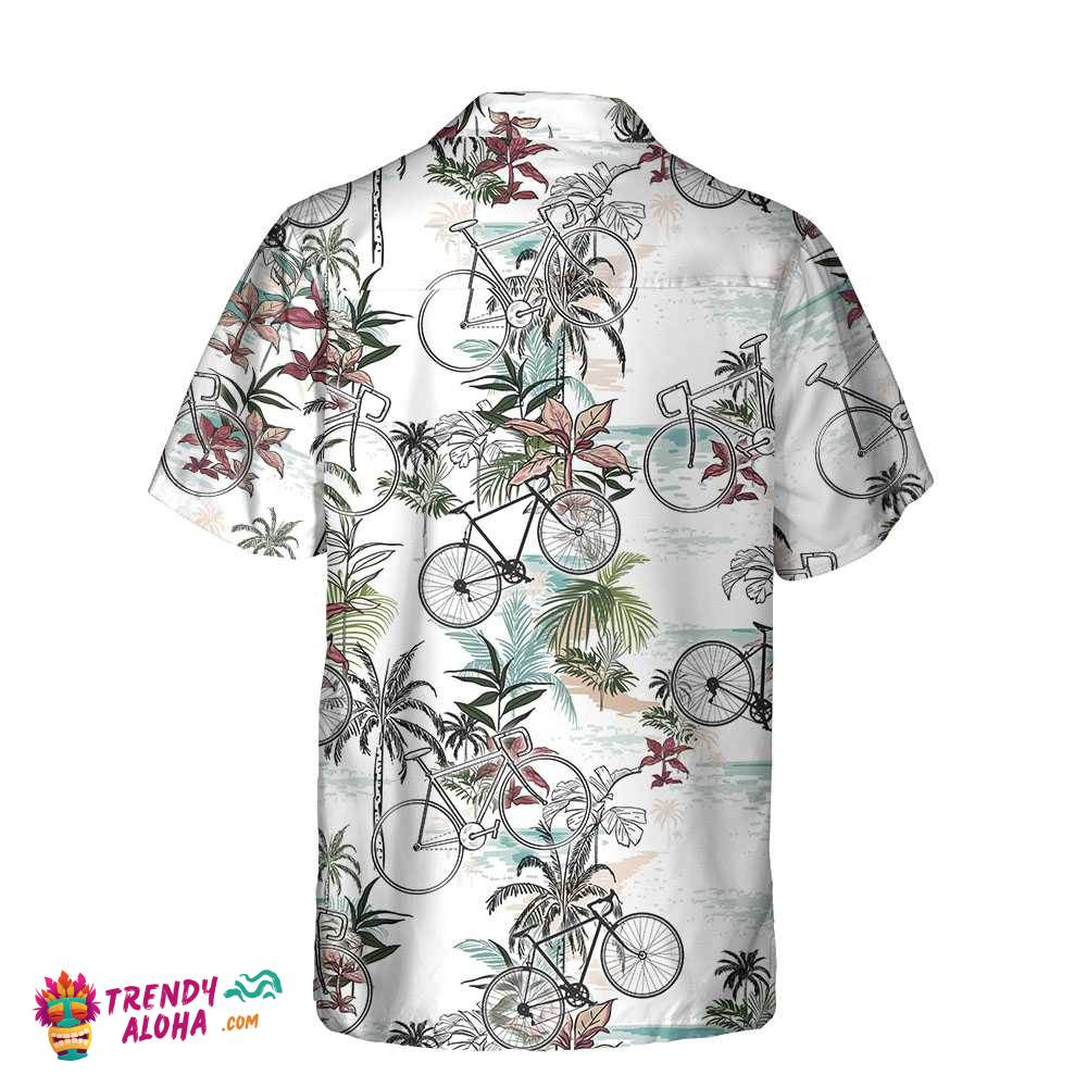 Summer Cycling Pattern Hawaiian Shirt, Tropical Bicycle Shirt, Best Gift For Bikers