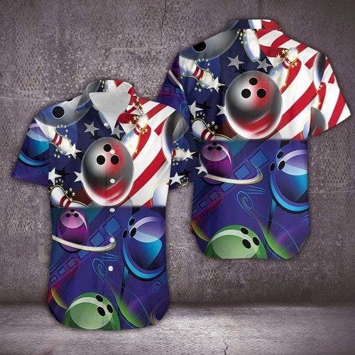 Summer Enthusiasm Evident in Bowling Themed Hawaiian Shirt