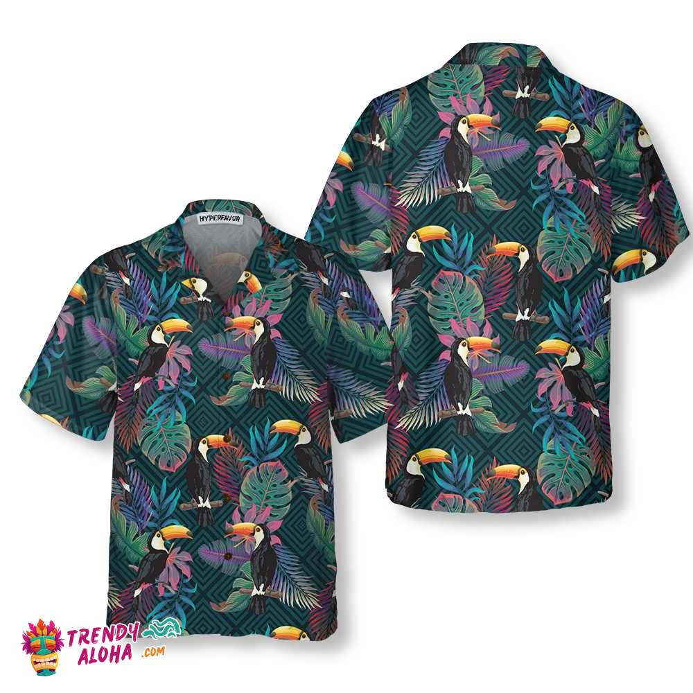 Summer Exotic Pattern With Toucan Bird Hawaiian Shirt, Tropical Toucan Shirt, Toucan Hawaiian Shirt For Men And Women Summer Exotic Pattern With Toucan Bird Hawaiian Shirt, Tropical Toucan Shirt, Toucan Hawaiian Shirt For Men And Women