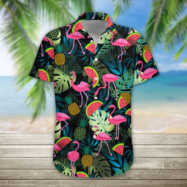 Summer Flamingo Trendy Hawaiian Shirt Casual Button Down Shirts Short Sleeve, Trendy Hawaiian Shirt For Men, Women Summer Flamingo Trendy Hawaiian Shirt Casual Button Down Shirts Short Sleeve, Trendy Hawaiian Shirt For Men, Women
