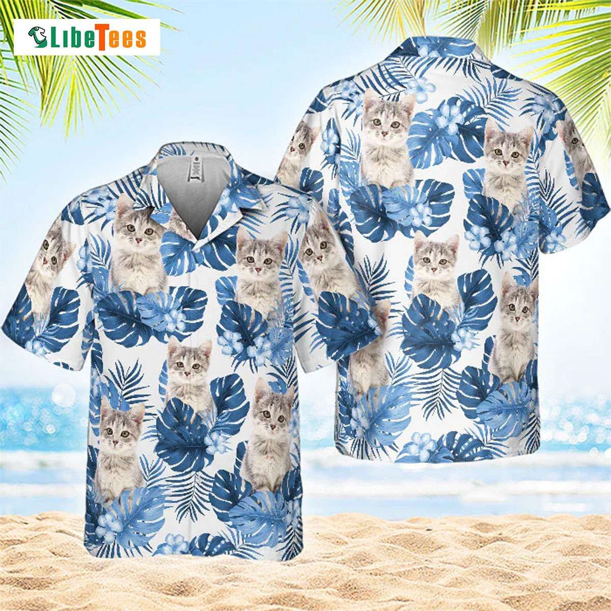 Summer Floral Cat Design Hawaiian Shirt for Feline Fans