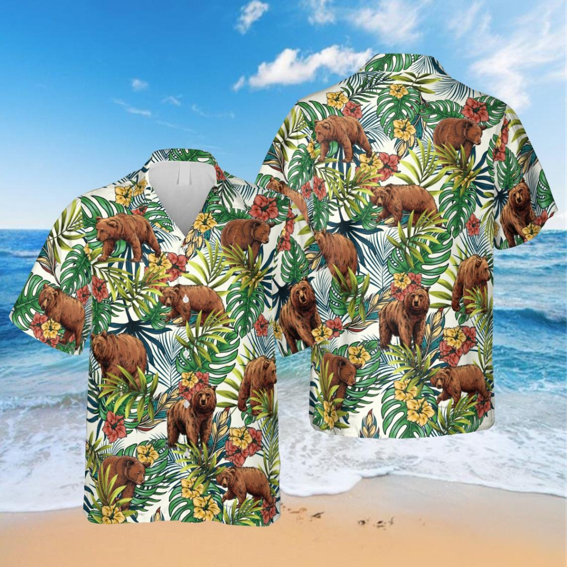 Summer Grizzly Bear Hawaiian T-Shirt, Mother’S Day Gift