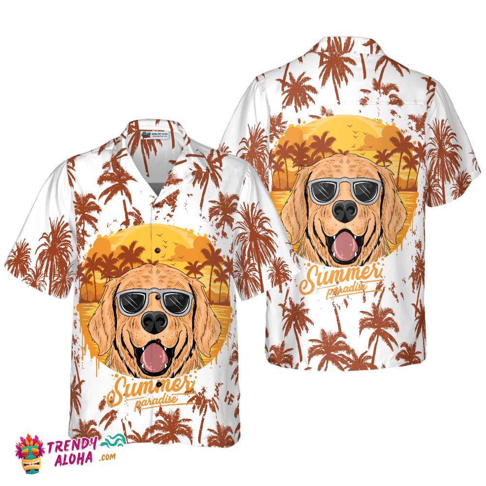 Summer Paradise Golden Retriever Hawaiian Shirt Summer Paradise Golden Retriever Hawaiian Shirt