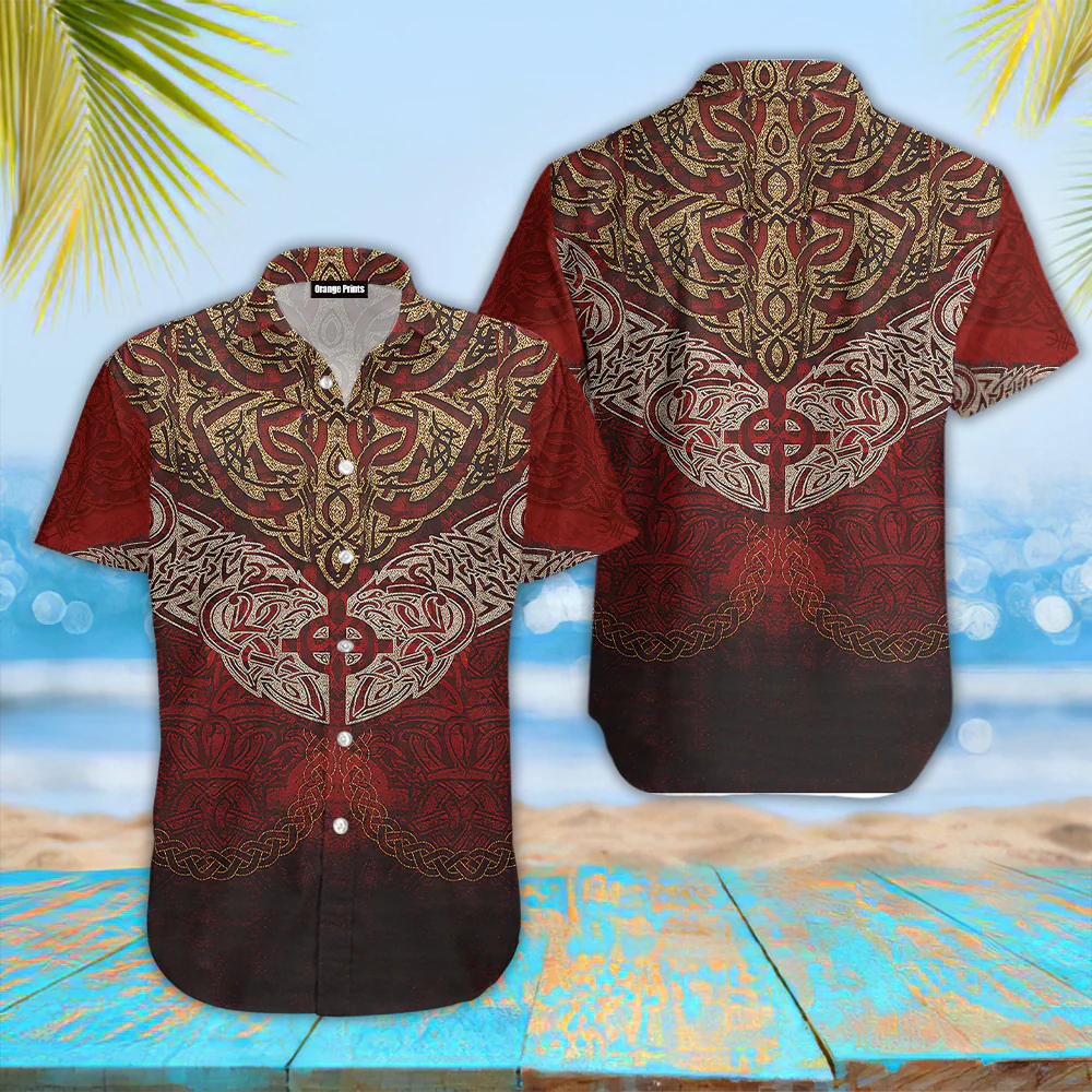 Sun Cross Fenrir Skoll And Hati Viking Hawaiian Shirt For