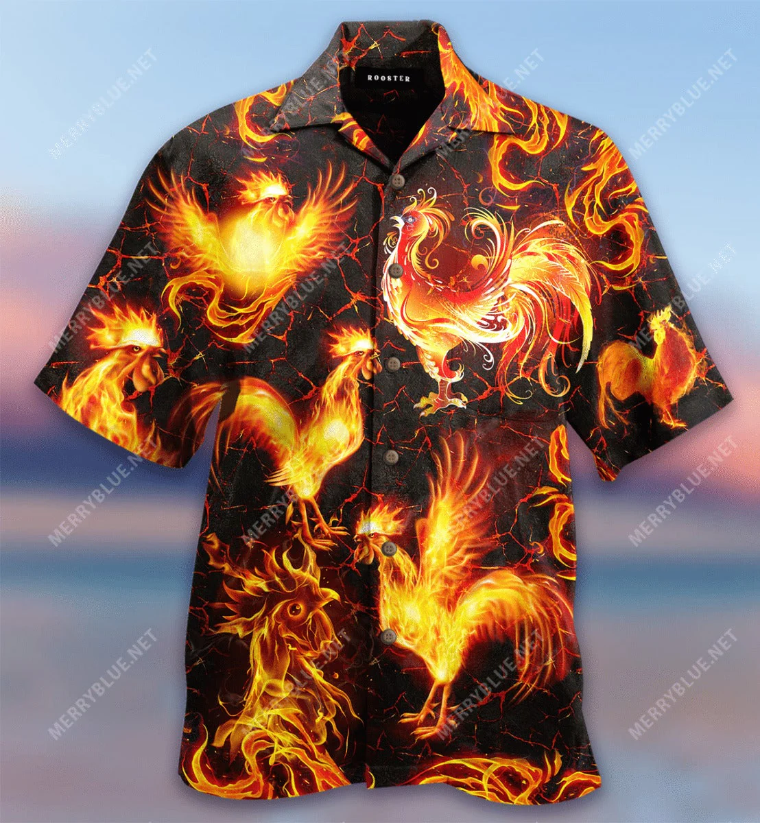 Sun Rooster Chicken Lover Summer Hawaiian Shirt