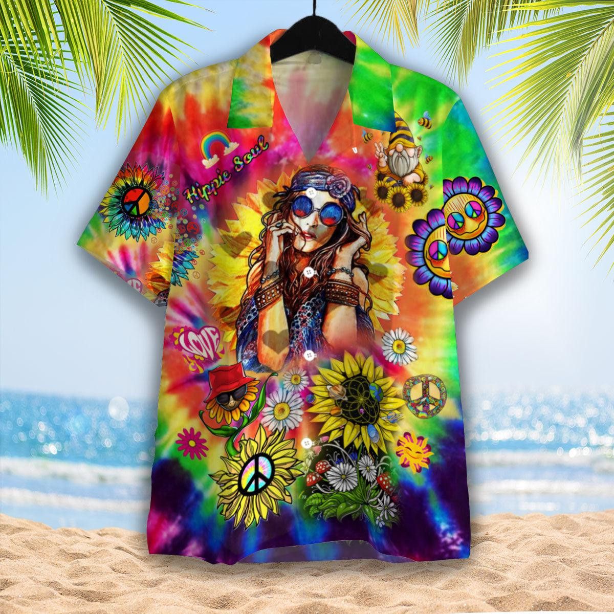 Sunflower Colorful Hippie Trendy Hawaiian Shirt