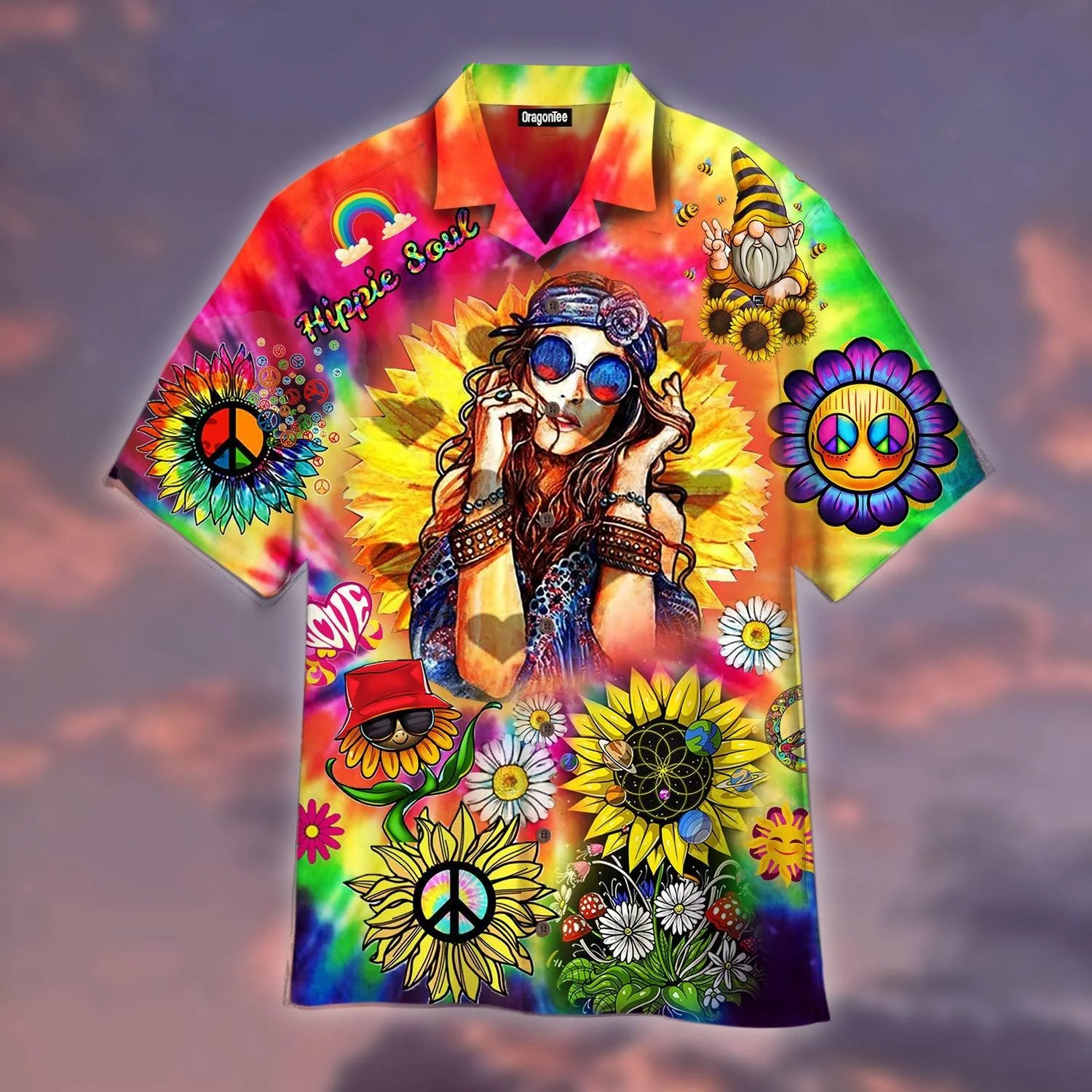 Sunflower Colorful Hippie Trendy Hawaiian Shirt Sunflower Colorful Hippie Trendy Hawaiian Shirt