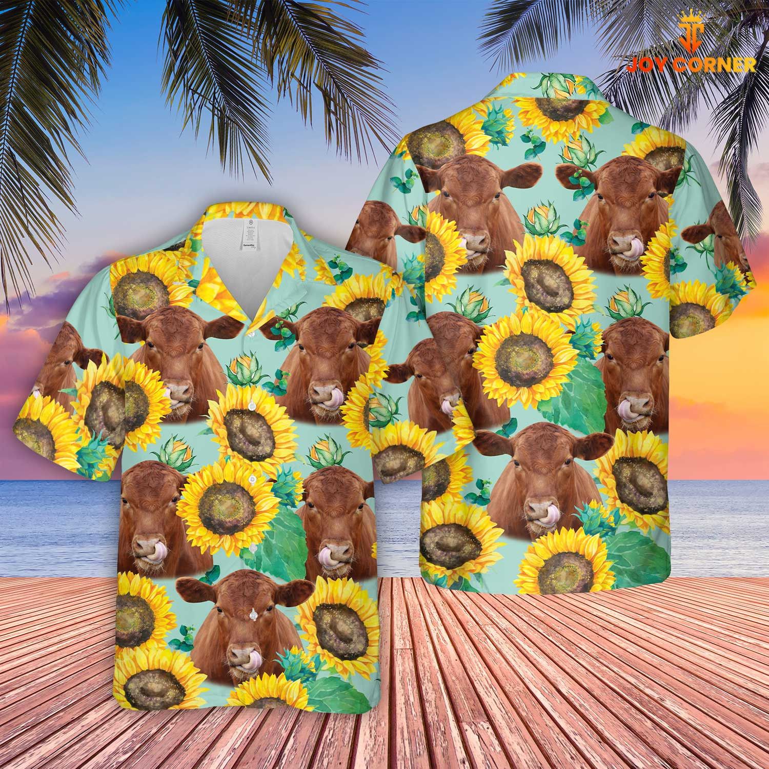 Sunflower Field Red Angus Farm Hawaiian Shirt Printed Everywhere