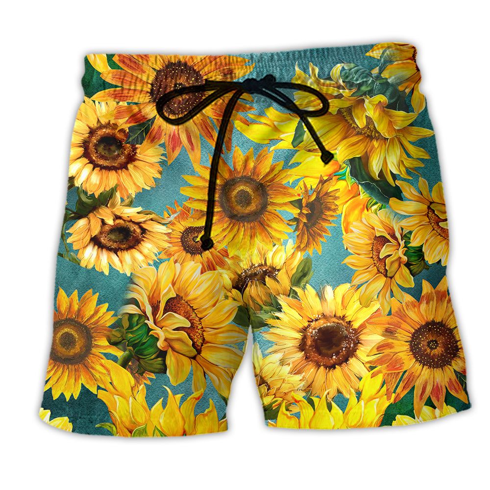Sunflower Is Peace Life Yellow Color Trendy Aloha Hawaiian Beach Shorts Sunflower Is Peace Life Yellow Color Trendy Aloha Hawaiian Beach Shorts