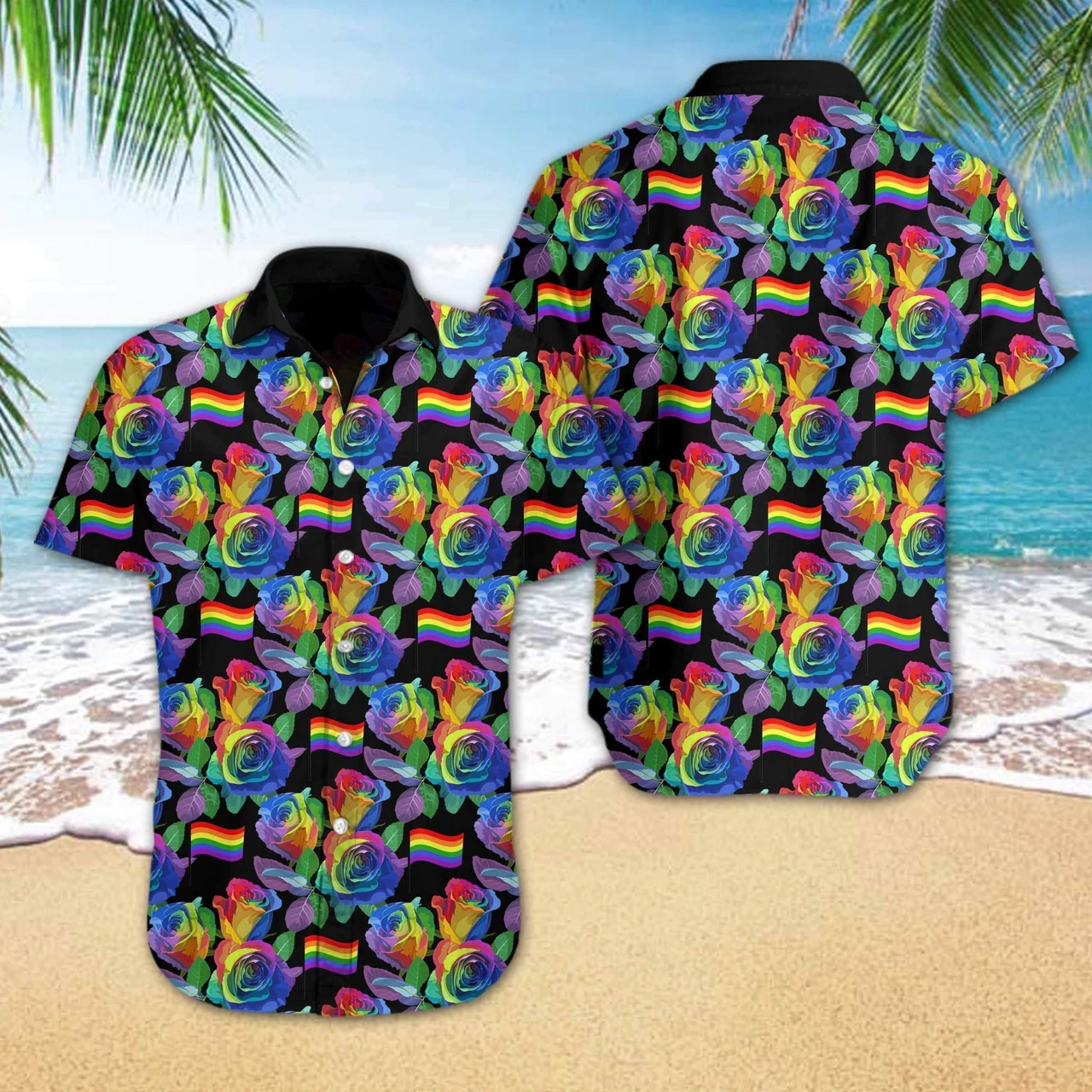 Sunflower Lgbt Hawaiian Shirt, Rainbow Flower Hawaiian Shirt, Sunflower Pride Shirt