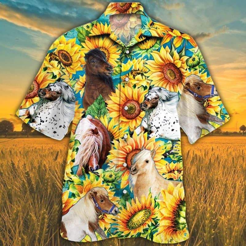 Sunflower Miniature Horse 3D Hawaiian Shirt Vibrant All Over Print