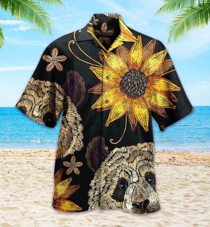 Sunflower Panda Yellow Tropical Hawaiian Shirt