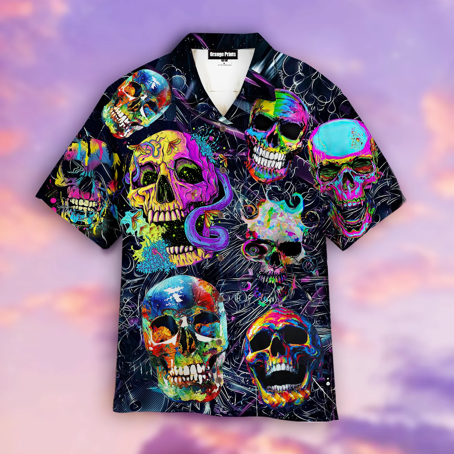 Sunflower Skull Hippie Hawaiian Shirt For