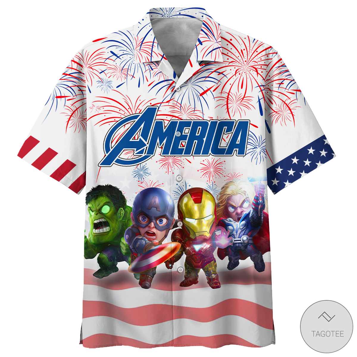 Superheroes Celebrate Independence Day Unique Themed Hawaiian Shirt
