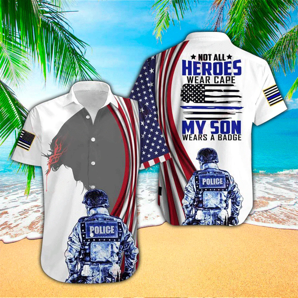 Supporting Our Heroes: U.S. Police Officer All Over Printed Trendy Hawaiian Shirt