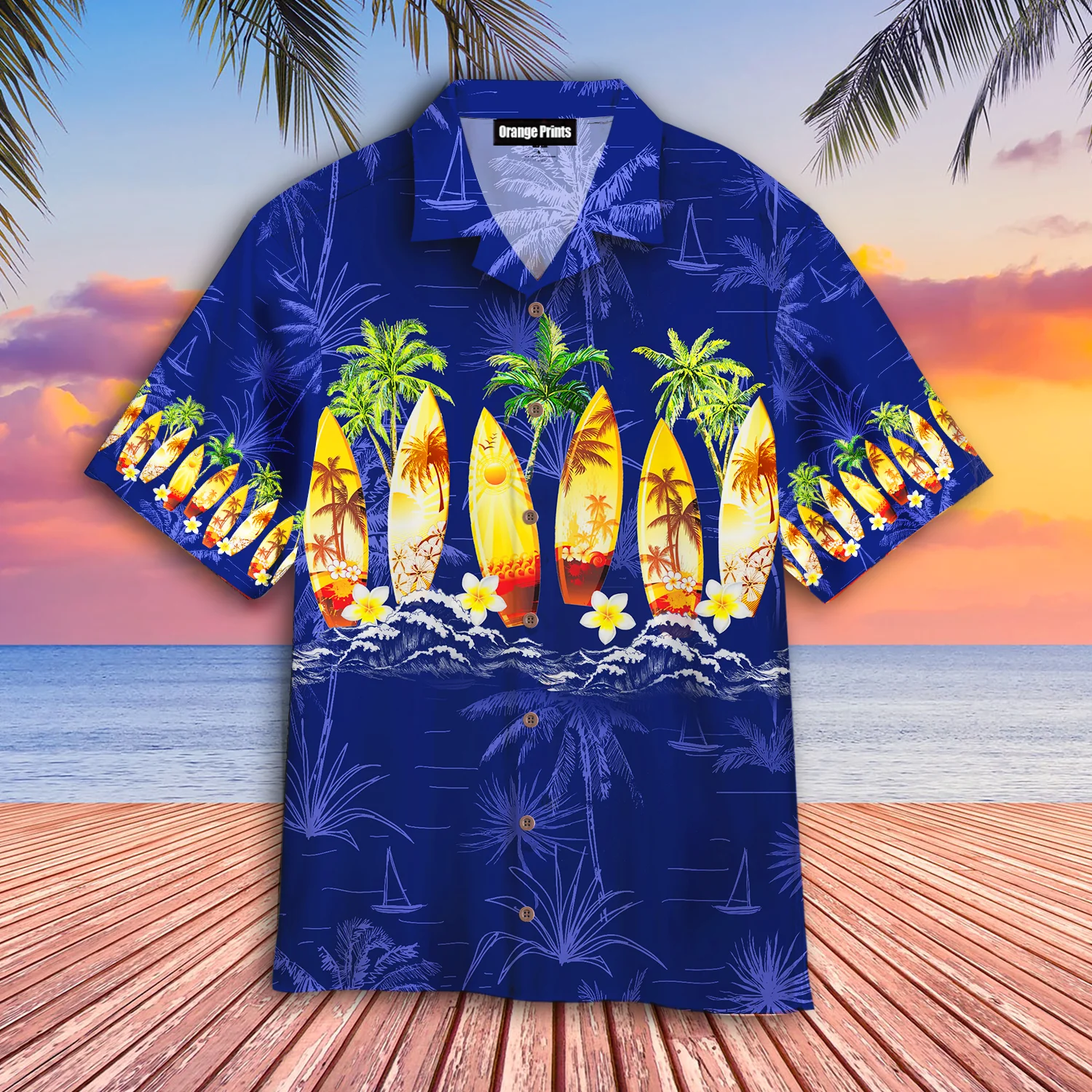 Surfboard Blue Trendy Hawaiian Shirt For