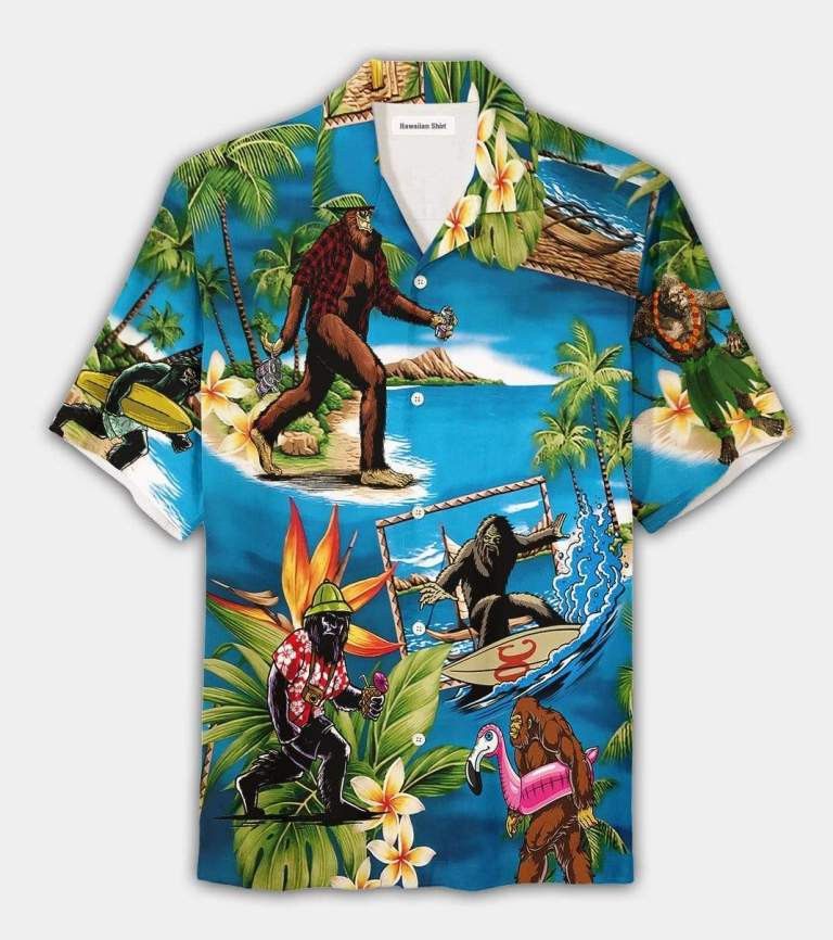 Surfing Bigfoot Trendy Hawaiian Shirt Surfing Bigfoot Trendy Hawaiian Shirt