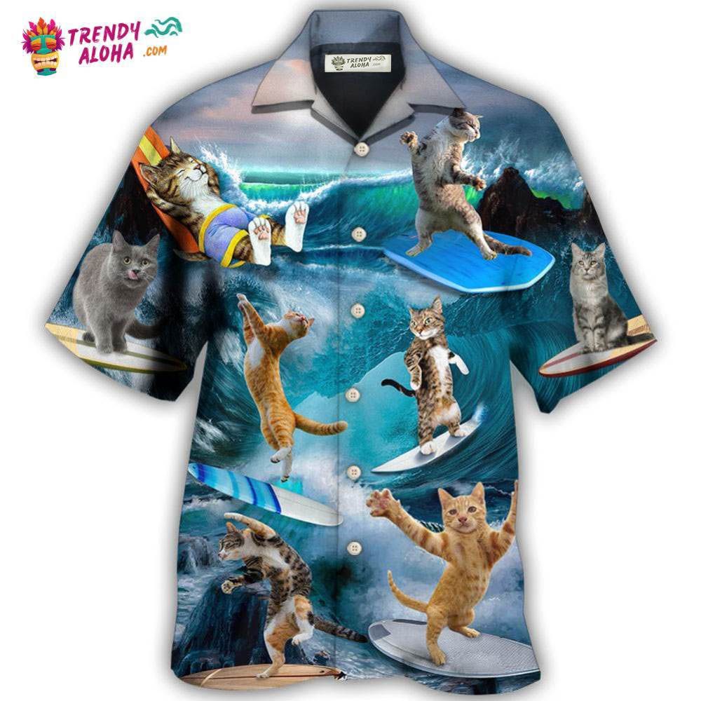 Surfing Cute Cats Style Hawaiian Shirt – Trendy Aloha