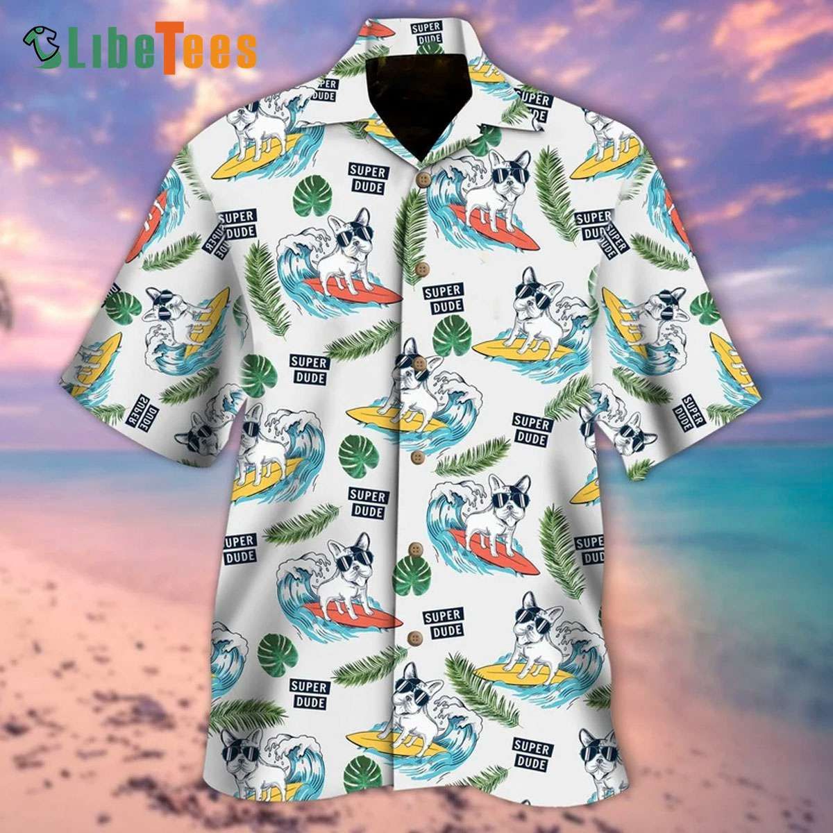 Surfing Day with the French Bulldog Hawaiian Shirt