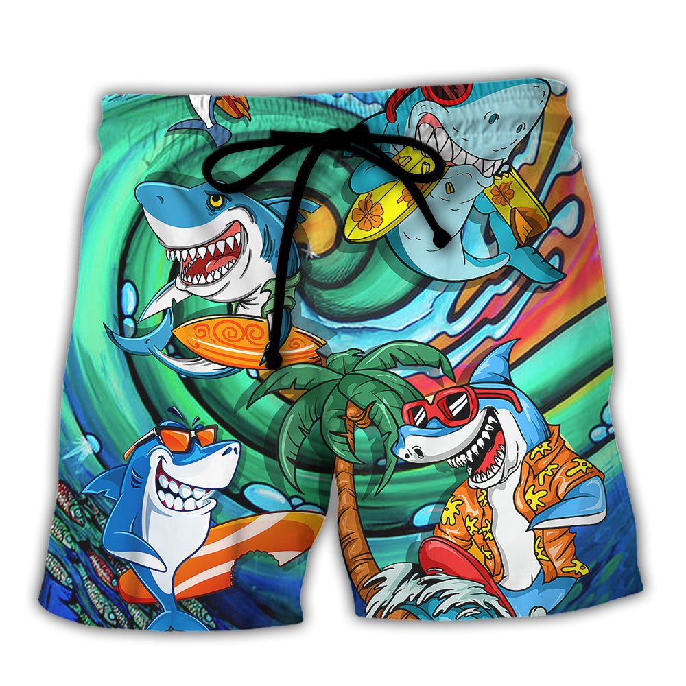 Surfing Funny Shark Surfing Life Is Simple Just Add Water Surfing Lovers Trendy Aloha Hawaiian Beach Shorts Surfing Funny Shark Surfing Life Is Simple Just Add Water Surfing Lovers Trendy Aloha Hawaiian Beach Shorts