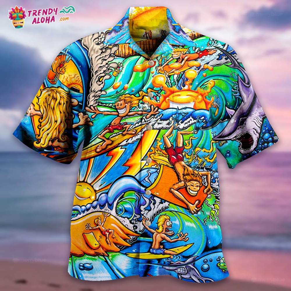 Surfing Happy Life Hawaiian Shirt – Trendy Aloha