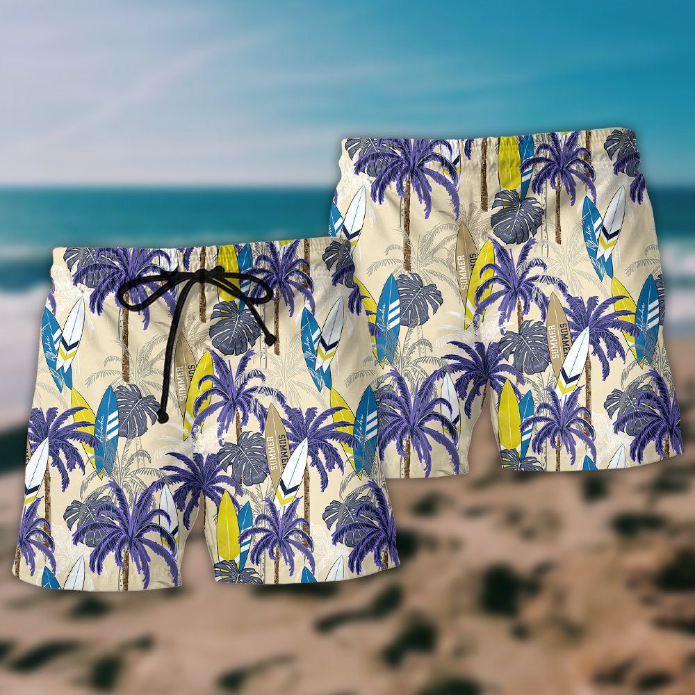 Surfing Tropical Leaf Hot Summer Trendy Aloha Hawaiian Beach Shorts