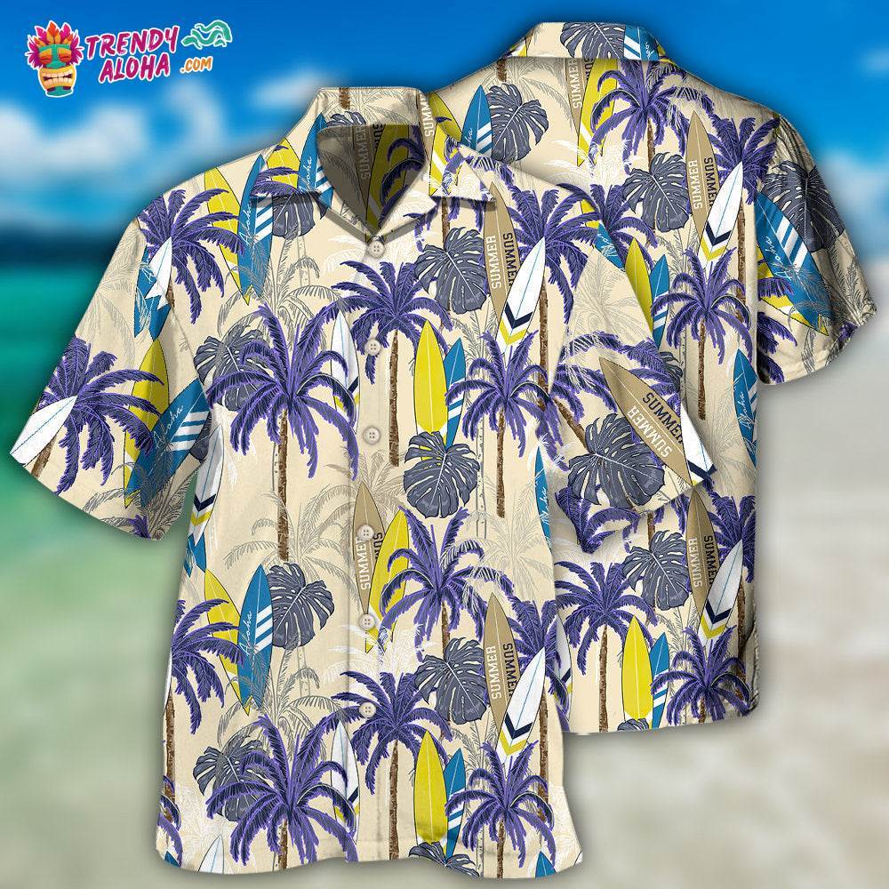 Surfing Tropical Tree Hawaiian Shirt – Trendy Aloha